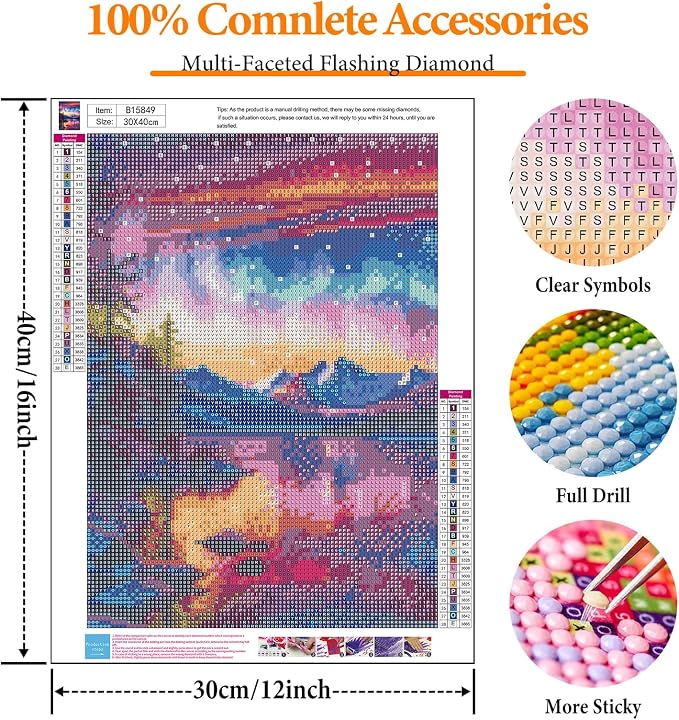 Offito Aurora Diamond Art Kits for Adults, 5D Starry Sky Lake Diamond Painting - Image 4