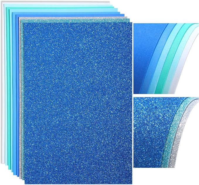 Feifeiya 48 Pcs Blue Foam Sheets 8 x 12 Inch, 36 Regular EVA Foam Sheets 12 by Feifeiya