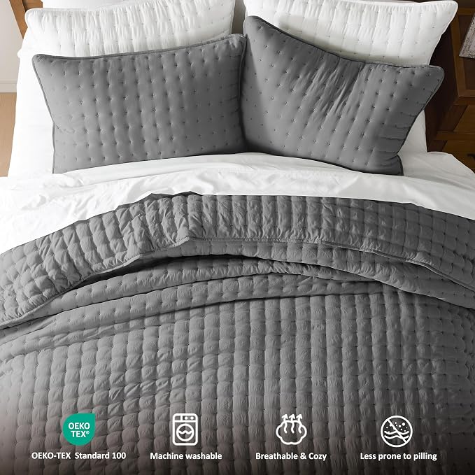 WDCOZY Dark Grey Twin Size Quilt Bedding Sets - Image 7