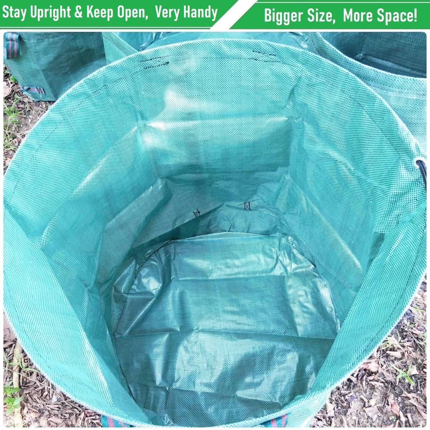 Professional 2-Pack 137 Gallon Lawn Garden Bags Large (D34,H34 inch) Yard Waste Bags w/Gardening Gloves for Big Leaf Bag,Yard Debris,Waste Container,Lawn Trash,Grass Clippings Bag,Weed Bags 4 Handles