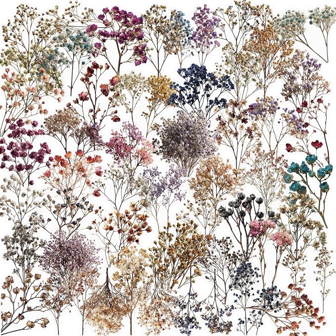 50PCS Vintage Dried Flower Stickers, Aesthetic Plant Decals by YOKSAS
