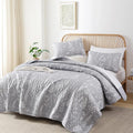 JANZAA Quilts Queen Size Bed Spread Botanical 3 Pieces Quilts Queen Size Sets by JANZAA
