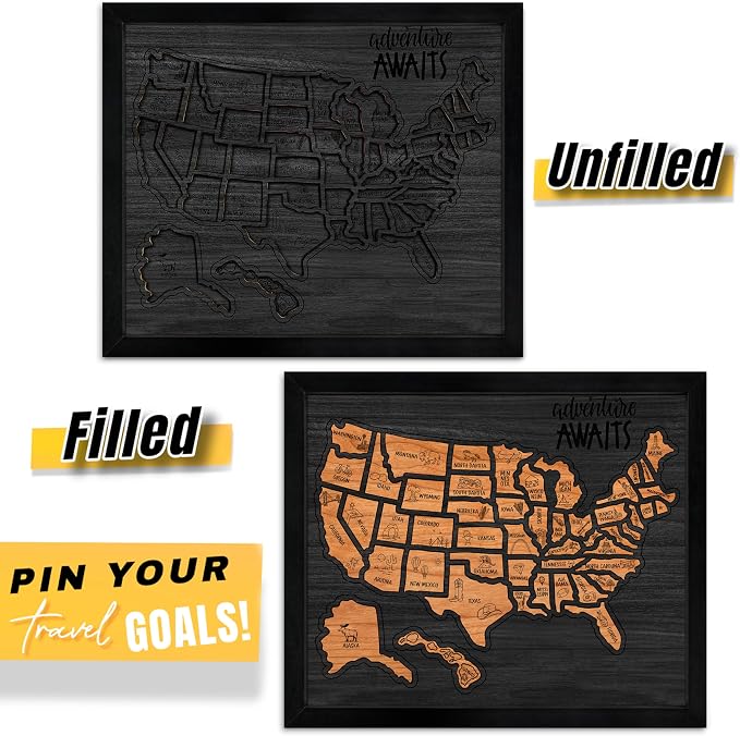 flinelife USA Landmarks Travel Map, Wooden USA Map Puzzle - Image 2