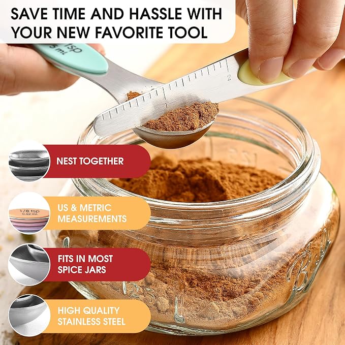 Spring Chef Stainless Steel Magnetic Measuring Spoons Set of 8 - Image 5