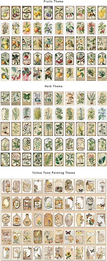 PRSTINCOL 300 Pcs Scrapbook Washi Stickers, Vintage Flower Butterfly Botanical - Image 3