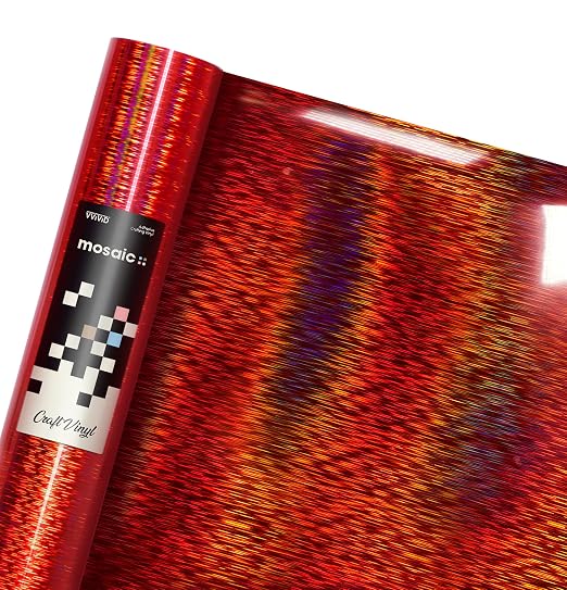 Mosaic+ Red Brushed Holographic 1ft x 5ft Crafting Vinyl Crinkle-Free 8yr UV by VVIVIDVINYL