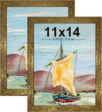 KTKDE 11x14 Picture Frame Set of 2, Ornate Vintage Gold Photo Frames 11 x 14 by KTKDE