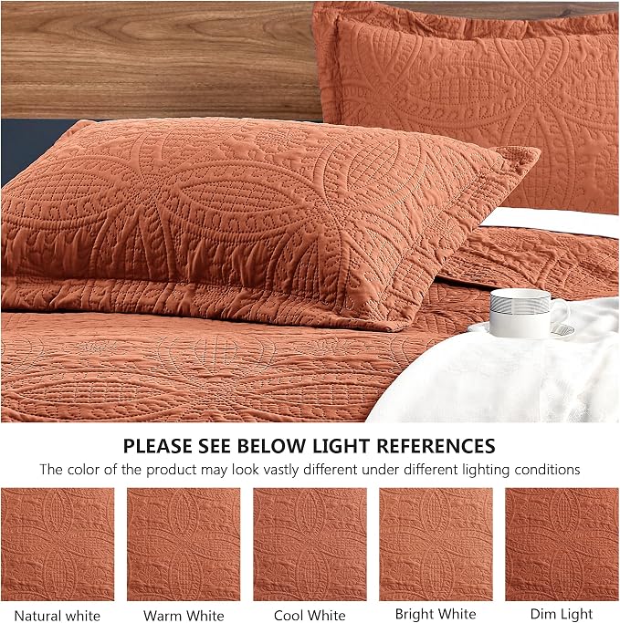 Love's cabin California King Size Quilt Bedding Set Umber Bedspreads - Image 5