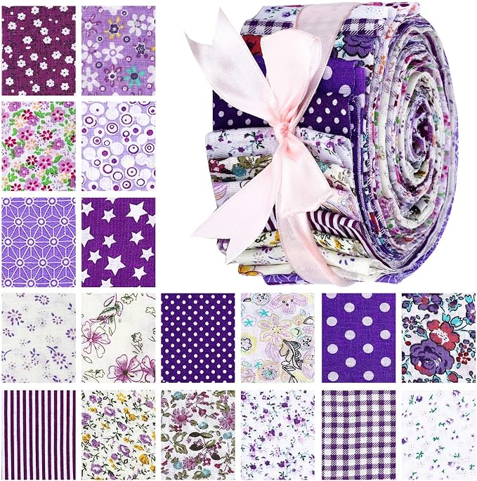 Hosuly 40 Pcs Purple Floral Jelly Fabric by Hosuly