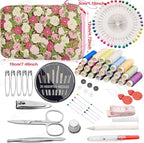Rose Floral Sewing Kit with 130 PCS Sewing Supplies Accessory, PU Zipper Sewing - Image 2