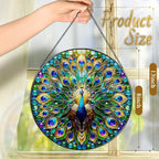 Stained Glass Window Hanging, LAOWEIKI 8'' Peacock Suncatcher, Stained Glass - Image 4