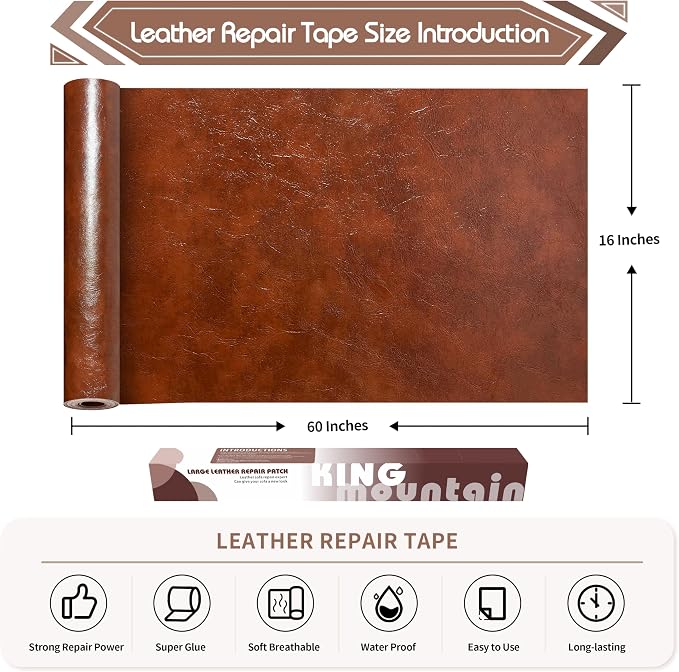 KING MOUNTAIN Leather Repair Patch, 16 x 60 Inches Self-Adhesive Repair Tape - Image 4