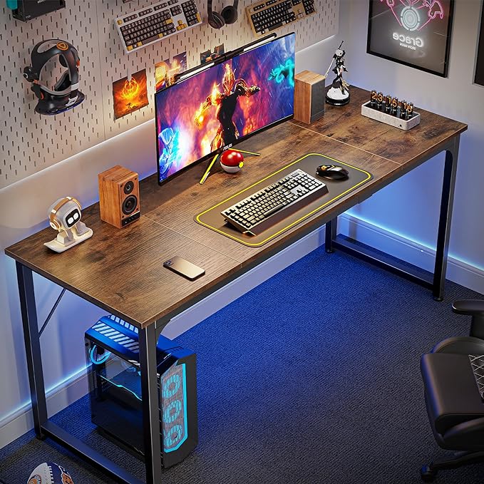 Huuger Computer Desk, 63 Inch Office Desk, Gaming Desk - Image 4
