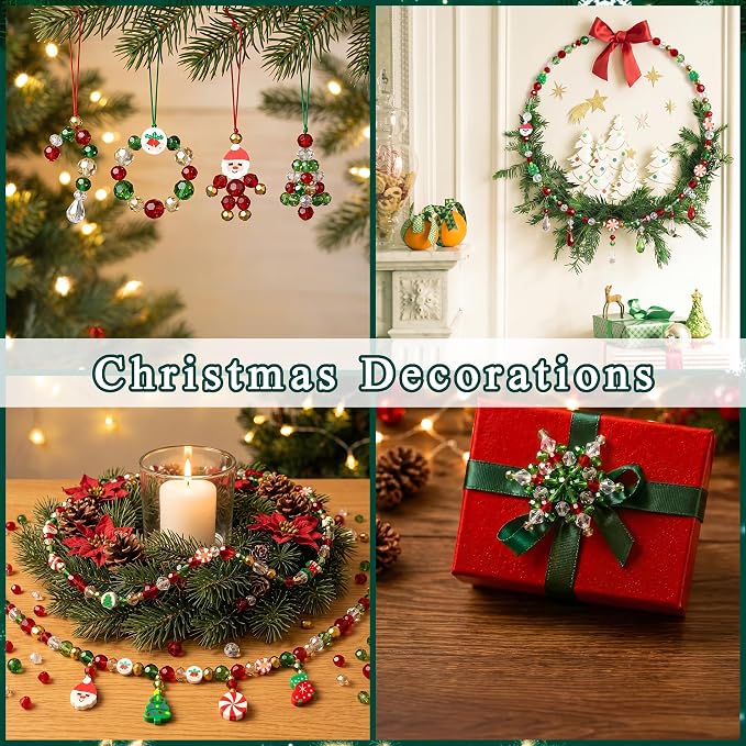 ZHIYUXI 1150PCS Christmas Glass Beads Red and White Beads Jewelry Making | - Image 3