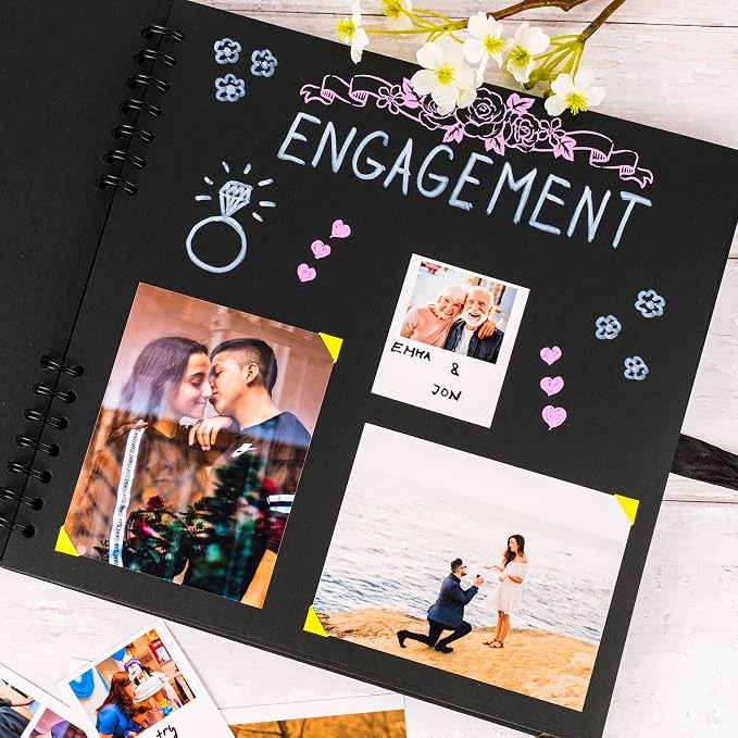 Bstorify Square Large Black Scrapbook Photo Albums 80 Pages Thick Kraft Paper - Image 6