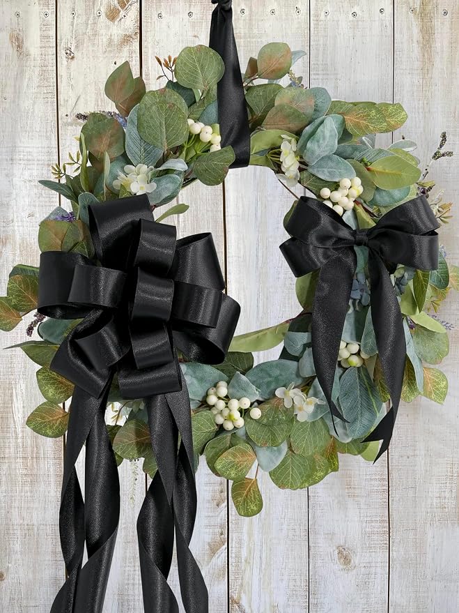 HUIHUANG Black Satin Wired Ribbon 2-1/2 inch Double-Faced Satin Wire Edge Ribbon - Image 5