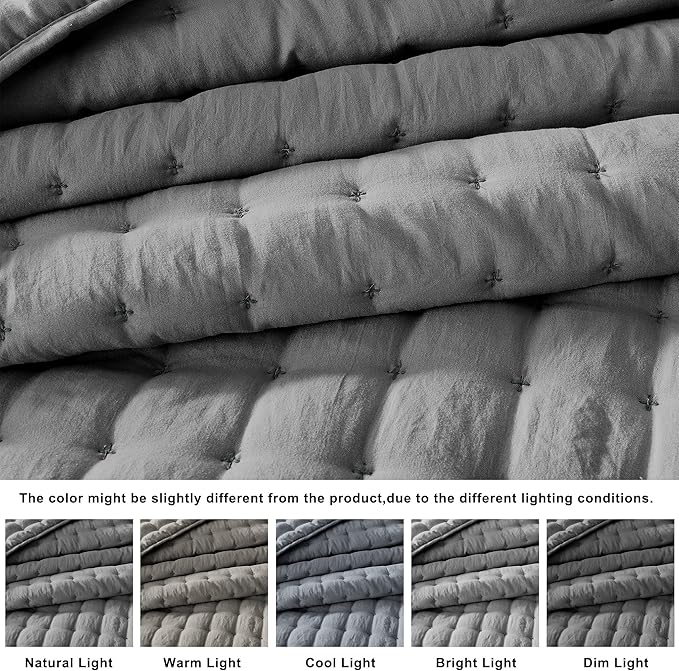 WDCOZY Dark Grey Twin Size Quilt Bedding Sets - Image 2