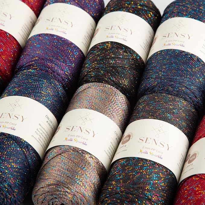 5 Skeins of Sensy Premium 2mm 251 Yards Sparkle Polyester Rope 90% - Image 9