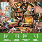 500 Piece Jigsaw Puzzle for Adults, Fantasy Cats and Mushrooms Scene, Whimsical - Image 2