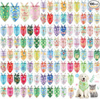 Sweetude 100 Pcs Plaid Dog Bandanas Bulk Paw Print Dog Scarf Bibs Puppy Pet by Sweetude