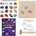 DANCING BEAR Gem stone Dig Kit, Excavate 16 Real Gems & Crystals including - Image 2