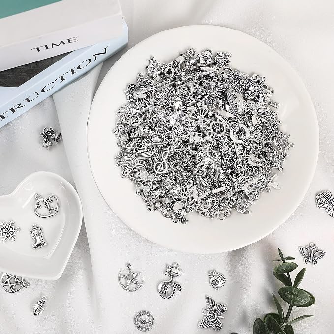SANNIX 350Pcs Silver Charms for Jewelry Making Wholesale Bulk Tibetan Silver - Image 3
