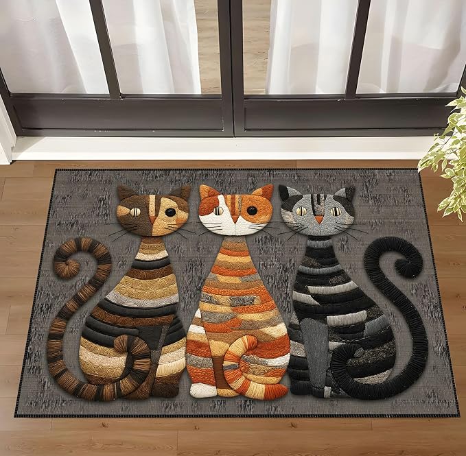 Cute Cat Faux Cashmere Non-Slip Rug 15.7x23.6 Inches, Washable Low Pile - Image 8
