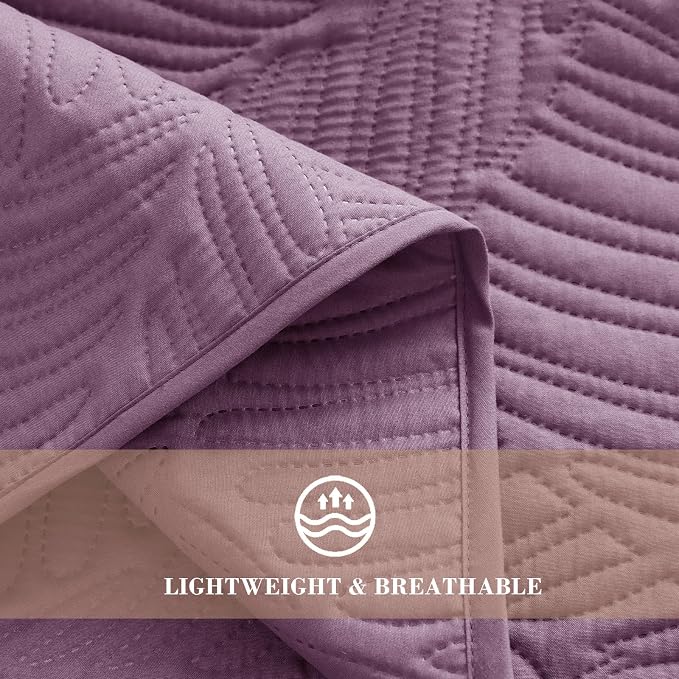 Exclusivo Mezcla Twin Quilt Bedding Set, Lightweight Dusty Lavender Quilts Twin - Image 5