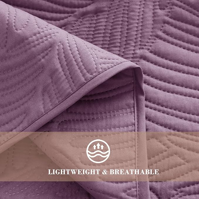 Exclusivo Mezcla California King Quilt Bedding Set, Lightweight Dusty Lavender - Image 5