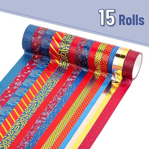 Mr. Pen- Washi Tape Set, 15 Rolls, Metallic Foil | 5 Yards/Roll, Washi Tape - Image 2