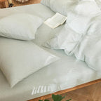 MooMee Striped Duvet Cover Set 100% Washed Cotton Linen Like Textured - Image 5