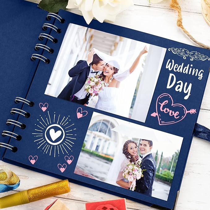 Bstorify Square Scrapbook Photo Albums 7 x 7 Inch Blue Hardcover - Image 5