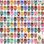 Sweetude 100 Pcs Plaid Dog Bandanas Bulk Paw Print Dog Scarf Bibs Puppy Pet by Sweetude