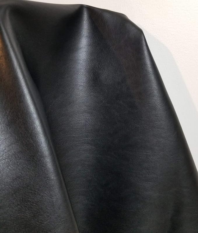 Black Matte Fullgrain Soft Faux Vegan Leather Fabric Sheet Peta Approved Vegan) - Image 2