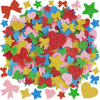 625Pcs Foam Stickers Glitter Colorful Star Heart Bow Shapes Stickers 5Sheets 3D by Etyishe