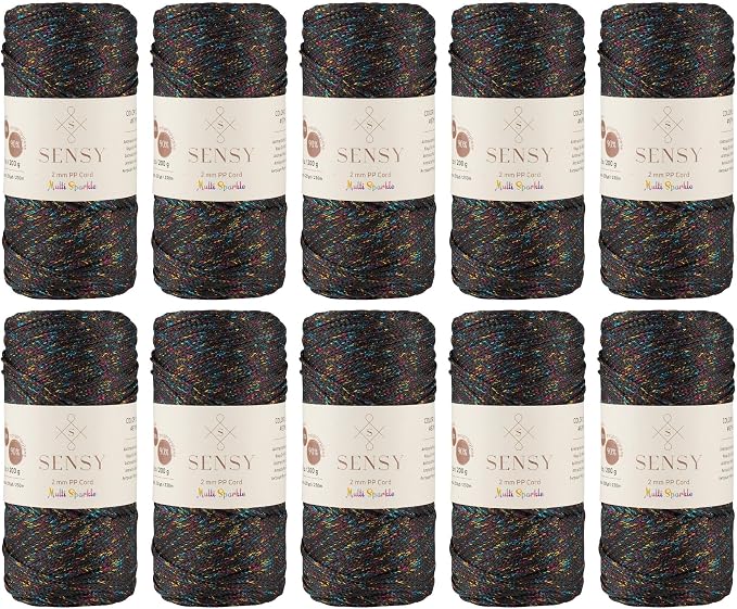 10 Skeins of Sensy Premium 2mm 251 Yards Sparkle Polyester Rope 90% by SSENSY