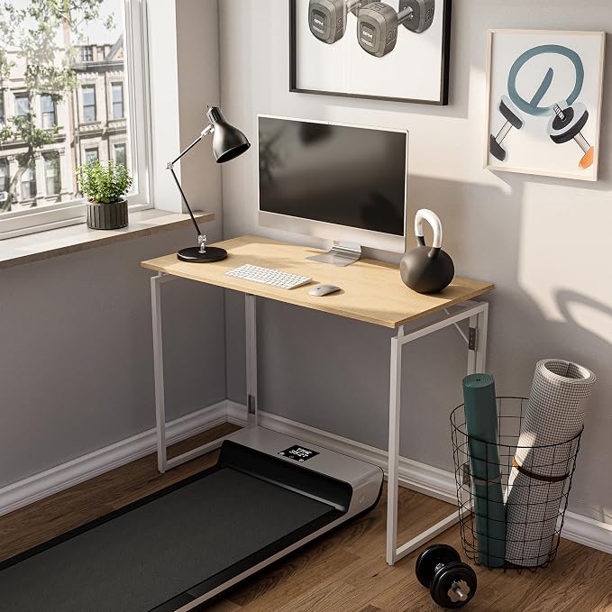 alawooder 31.5" Folding Desk: No Assembly, Wood Top - Image 5