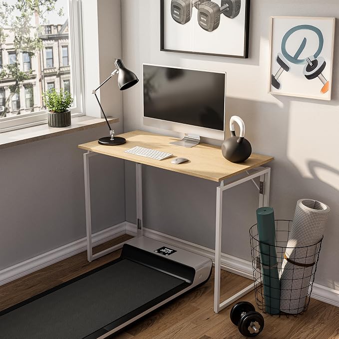 alawooder 31.5" Folding Desk: No Assembly, Wood Top - Image 5