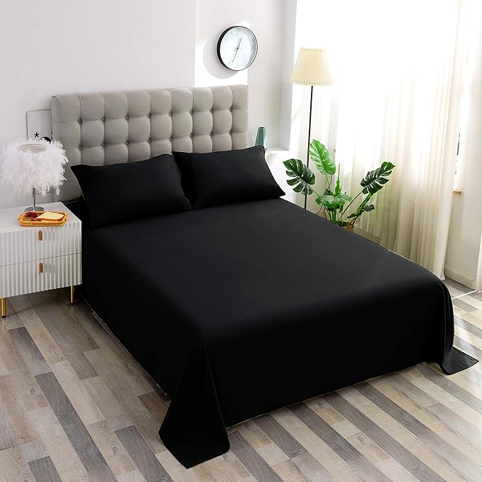 Sfoothome Black Fitted Sheet, 14 Inch Pocket Deep, Microfiber Sheets, Full Size - Image 5