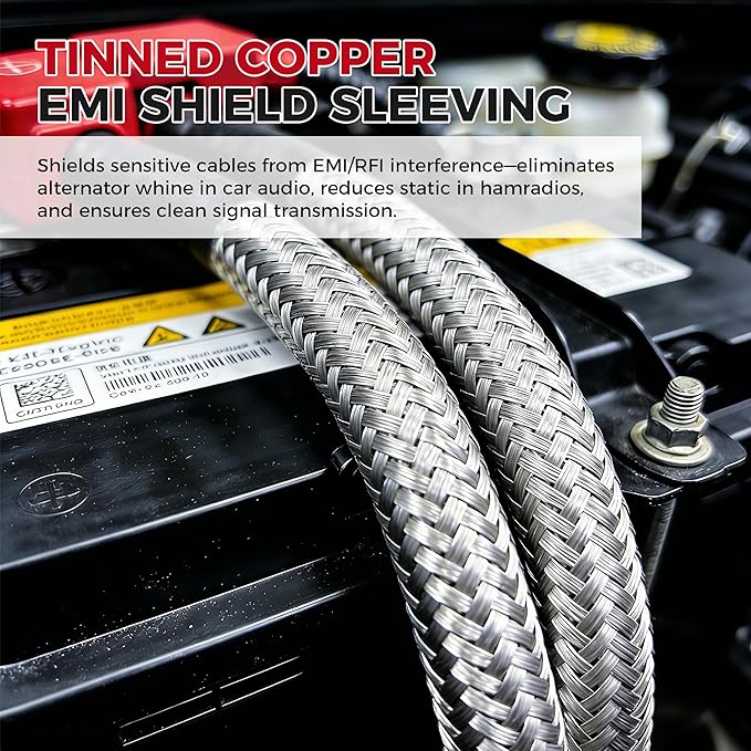 9/16" Wide Tinned Copper Braided Metal Wire Shielding Sleeve Ground Strap - Image 4