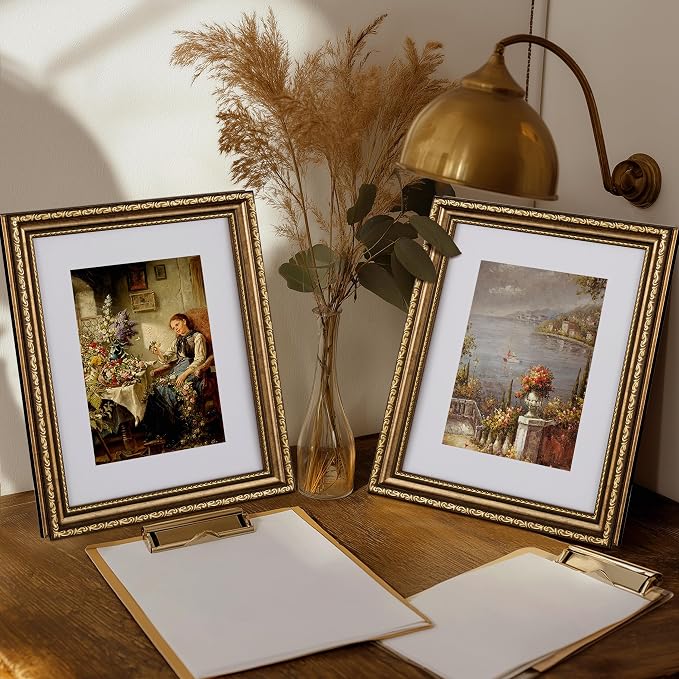 eletecpro 8x10 Vintage Picture Frame, Glass Cover, Bronze Gold, Horizontal or - Image 6