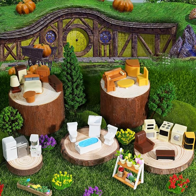 Hiawbon 31PCS Miniature Furniture Set, 1：48 Scale Resin Miniature Accessories - Image 3