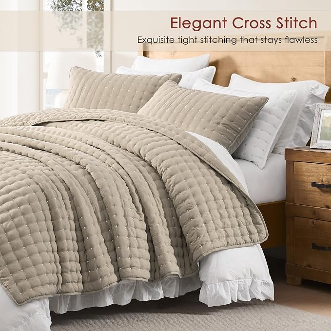 WDCOZY Beige California Cal King Size Quilt Bedding Sets - Image 2