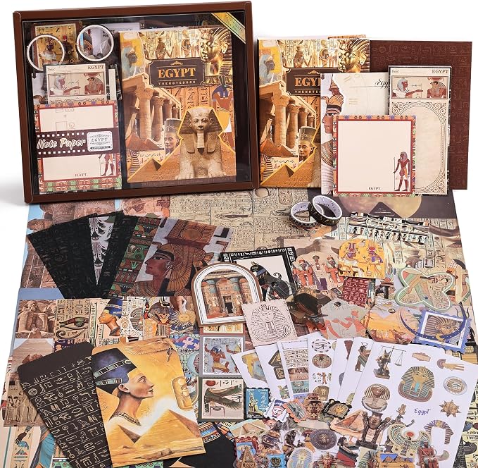 Scrapbooking Supplies Kit, Egyptian Vintage Aesthetic Scrapbook Kit by emmoolife
