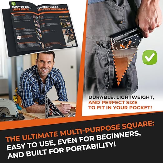 THORVALD 6-in-1 Carpenter Square 7 inch T Square Multi-Purpose Carpenter Tools - Image 6