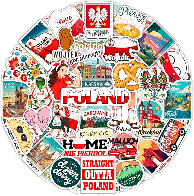 100Pcs Poland Stickers for Luggage, for Water Bottle, Polish Flag Stickers by BulbaCraft