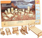 BOHS 34-Piece Dollhouse Furniture Set -1/24 Scale, Laser Cut Wooden 3D Puzzles by BOHS