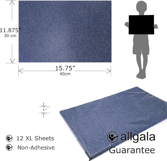 Allgala X-Large Glitter EVA Foam Sheets 12 Pack 12x16 inch Paper Sheets-Navy - Image 2