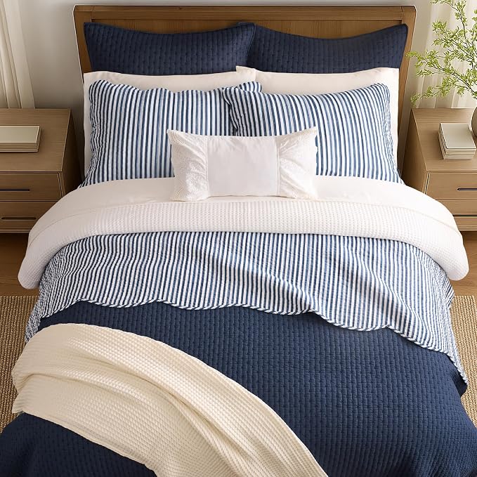 Levtex Home Cross Stitch Reversible King/Cal King Quilt Set and 2 Pillow Shams - Image 3