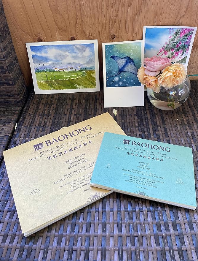 BAOHONG Artists' Watercolor Paper Block, 100% Cotton, 140LB/300GSM, Watercolor - Image 6